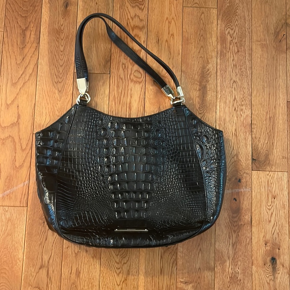 💕 Brahmin crocodile leather black x large satchel bag 💕